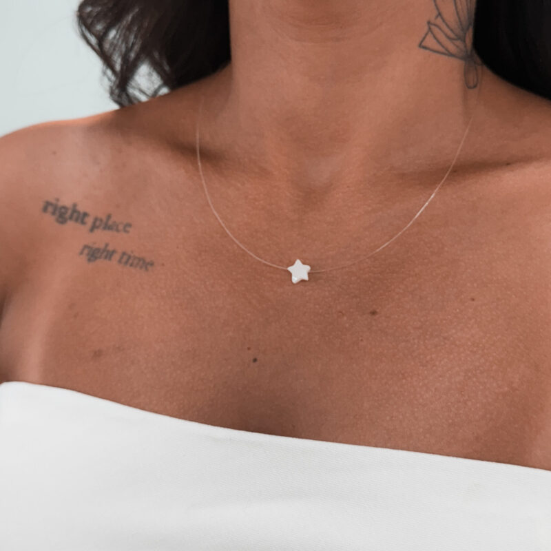 Colar Nylon Estrela Madre Pérola