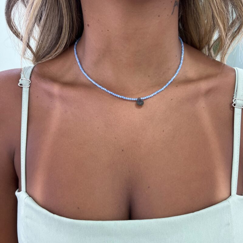 Colar Zircônia Azul e Labradorita