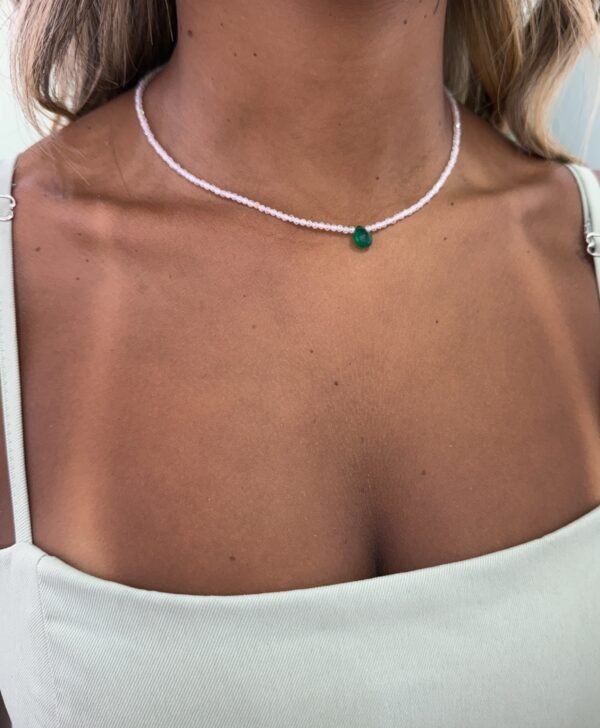 Colar Zircônia com Gota Esmeralda - Imagem 2