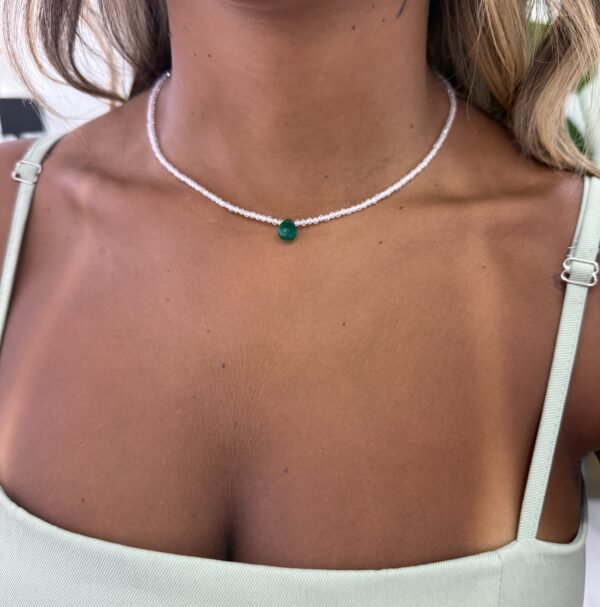 Colar Zircônia com Gota Esmeralda