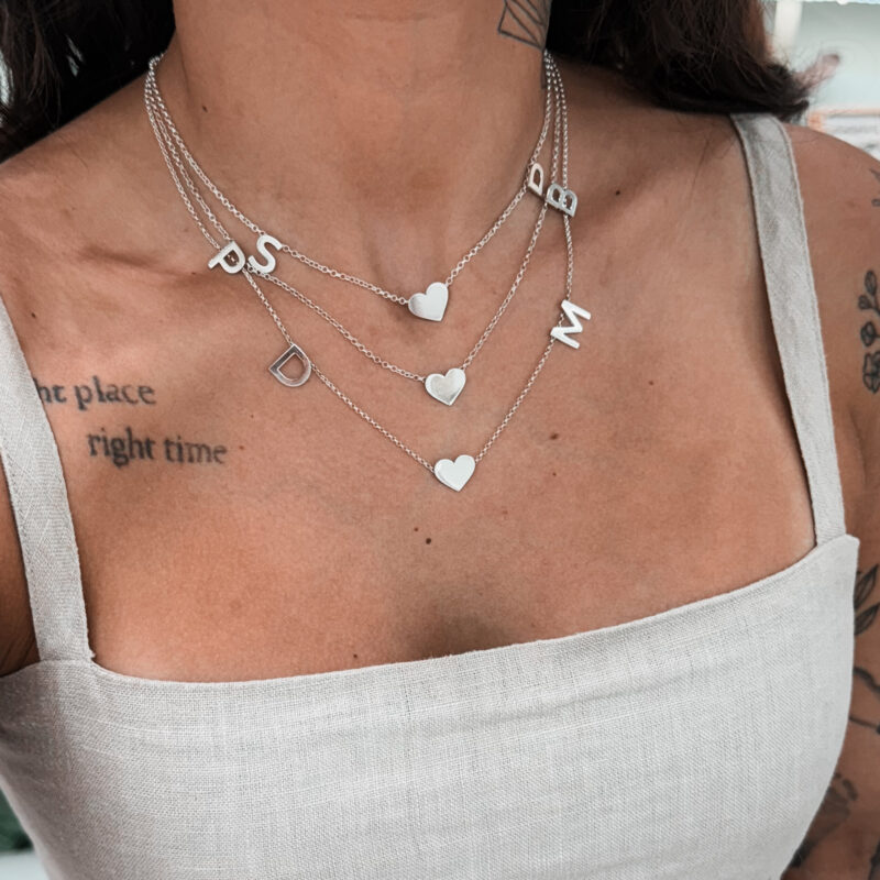 Colar Personalizado Duas Letras + Coração
