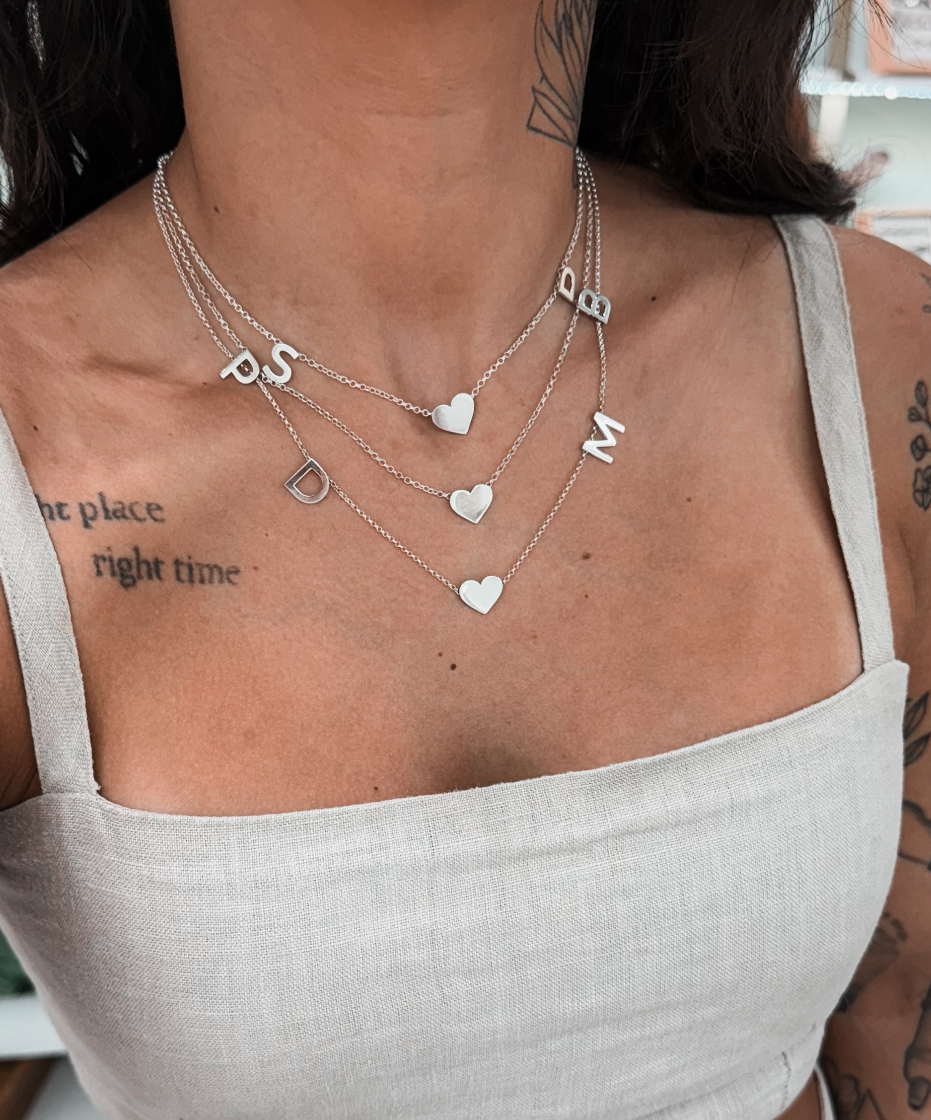 Colar Personalizado Duas Letras + Coração