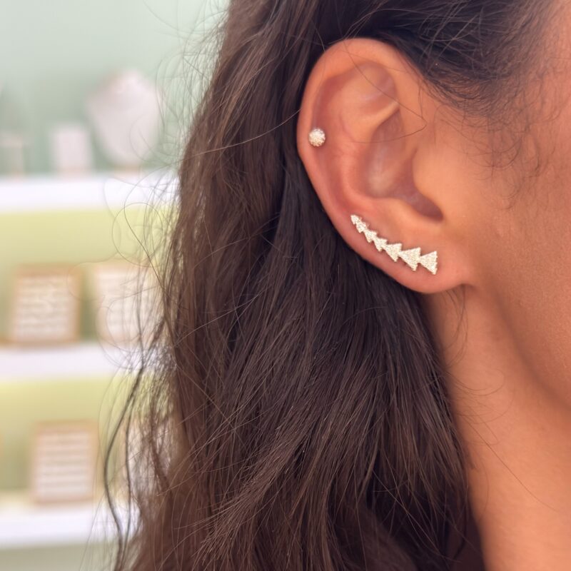 Brinco Ear Cuff Triangulos Cravejado