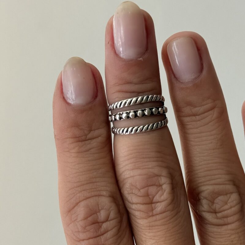 Anel Falange Três Linhas Bolinhas